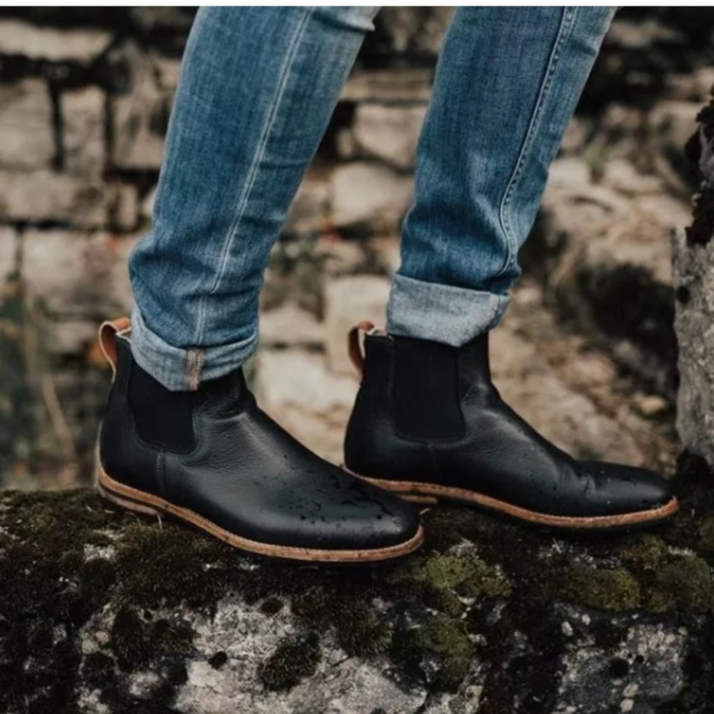 Flat black leather boots (Swedish designer, Kavat)